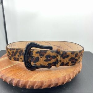 Yochi New York Leopard calf fur buckle belt fits Sz L waist 33-37”